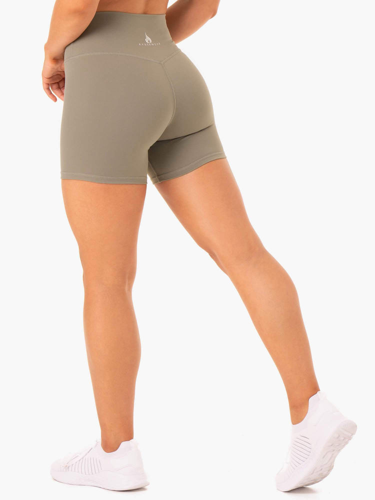 Bermudas Ryderwear Base High Waisted Mujer Kaki | OPLEA3587