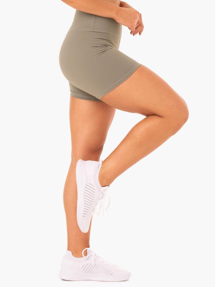 Bermudas Ryderwear Base High Waisted Mujer Kaki | OPLEA3587