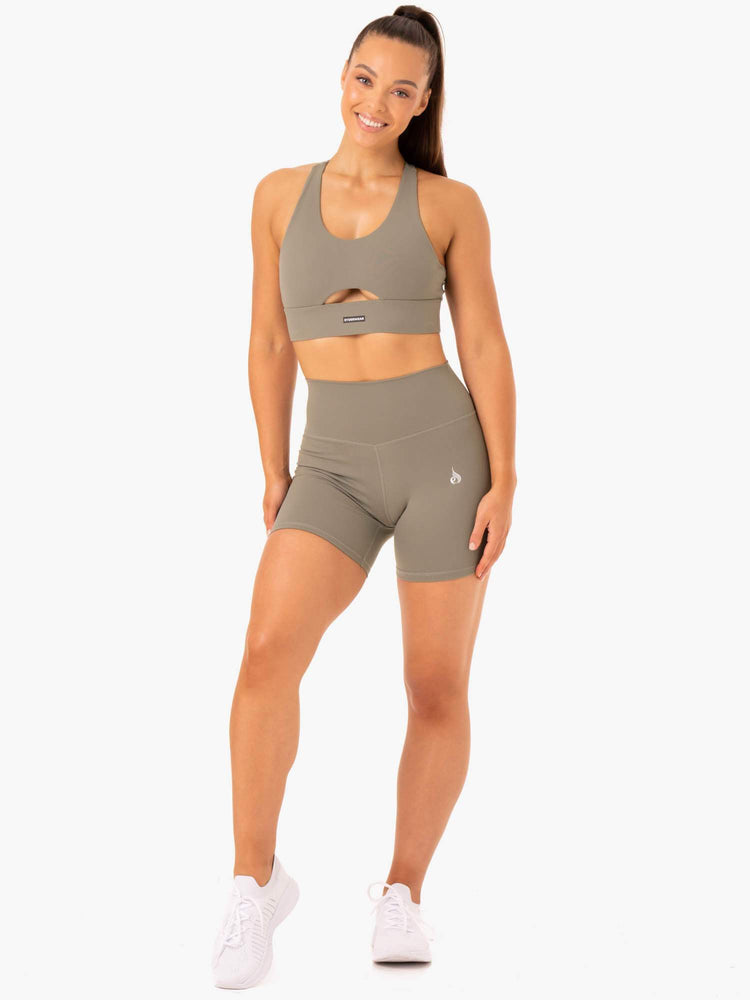Bermudas Ryderwear Base High Waisted Mujer Kaki | OPLEA3587