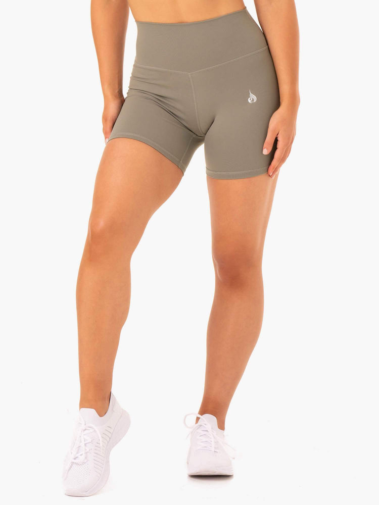 Bermudas Ryderwear Base High Waisted Mujer Kaki | OPLEA3587