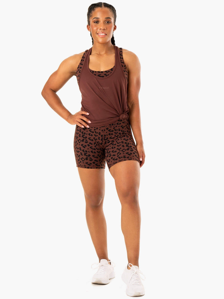 Bermudas Ryderwear Evolution High Waisted Scrunch Mujer Chocolate | YROWN6720
