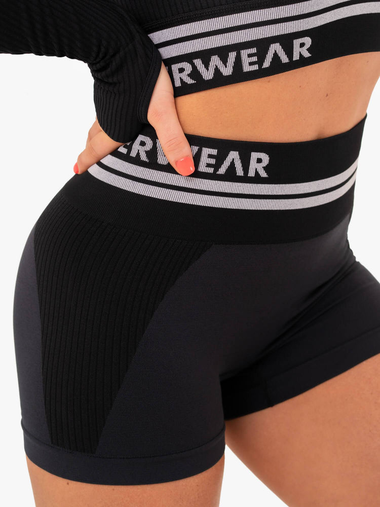 Bermudas Ryderwear Freestyle Seamless High Waisted Mujer Negros | SVAPK1028