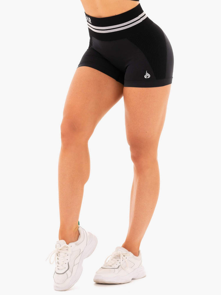 Bermudas Ryderwear Freestyle Seamless High Waisted Mujer Negros | SVAPK1028