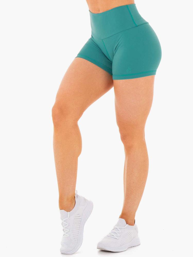 Bermudas Ryderwear Motion High Waisted Mujer Turquesa | FIGNV1372
