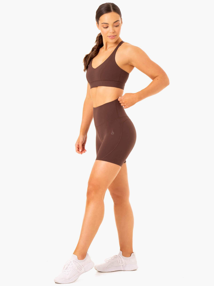 Bermudas Ryderwear Nkd Align Mujer Chocolate | ZVKNI9521