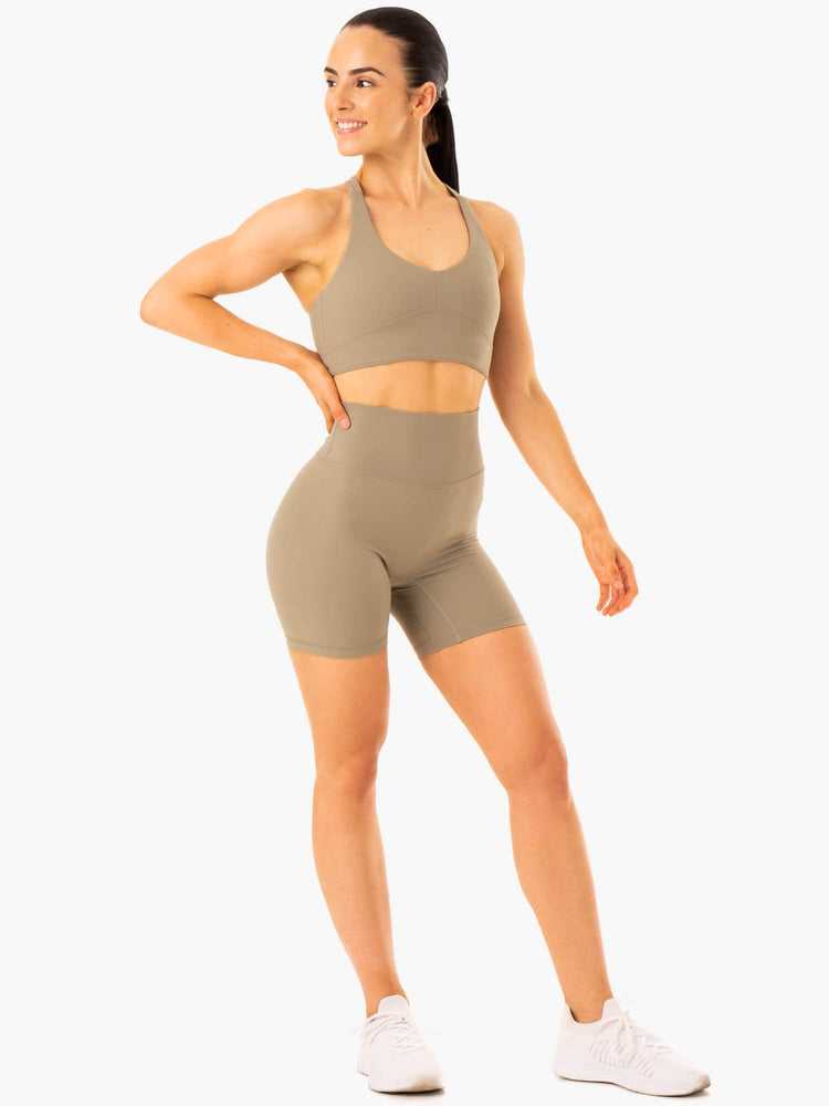 Bermudas Ryderwear Nkd Refine High Waisted Mujer Kaki | QCSKF5178