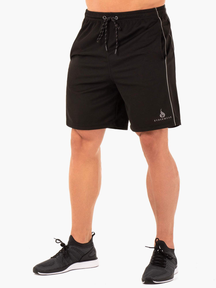 Bermudas Ryderwear Performance Mesh Hombre Negros | GCENP0357