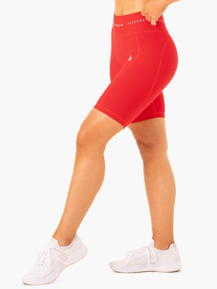 Bermudas Ryderwear Reflex High Waisted Bike Mujer Rojos | HENSQ3812