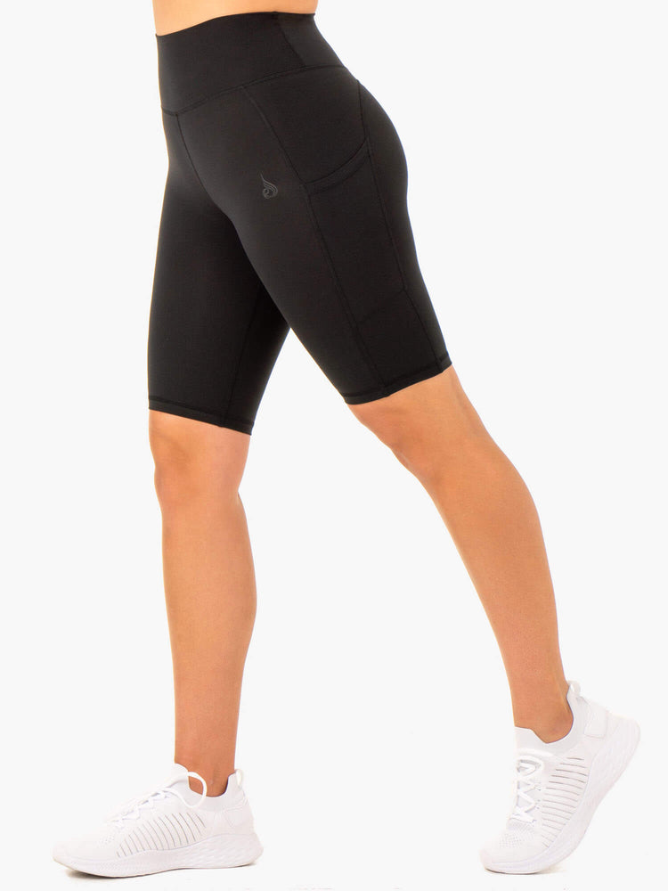 Bermudas Ryderwear Reset High Waisted Pocket Bike Mujer Negros | FYXGM7261