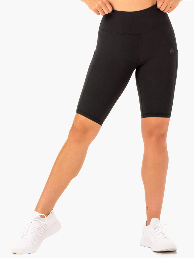 Bermudas Ryderwear Reset High Waisted Pocket Bike Mujer Negros | FYXGM7261