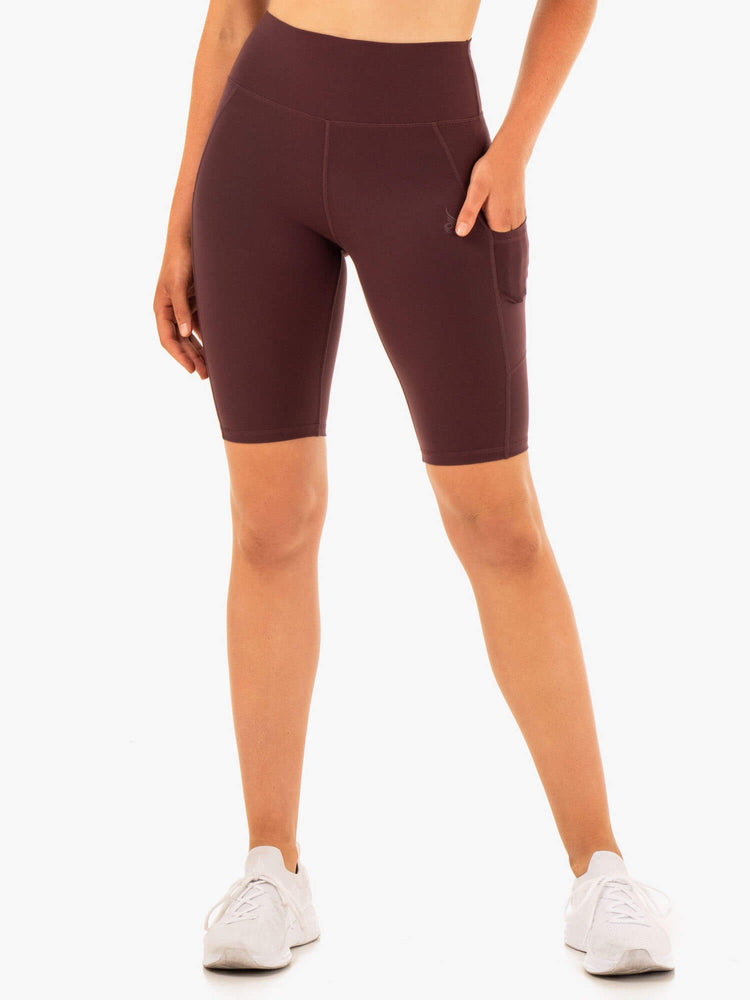 Bermudas Ryderwear Reset High Waisted Pocket Bike Mujer Chocolate | HVPWX6214