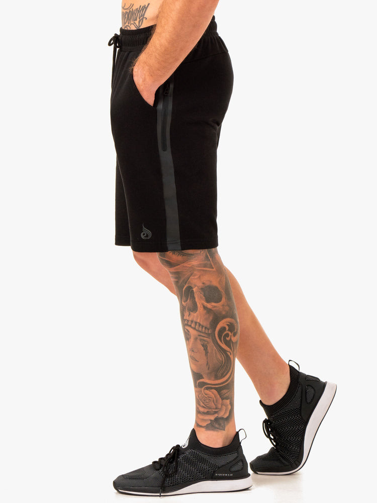 Bermudas Ryderwear Restore Fleece Pista Hombre Negros | WJVTL9320