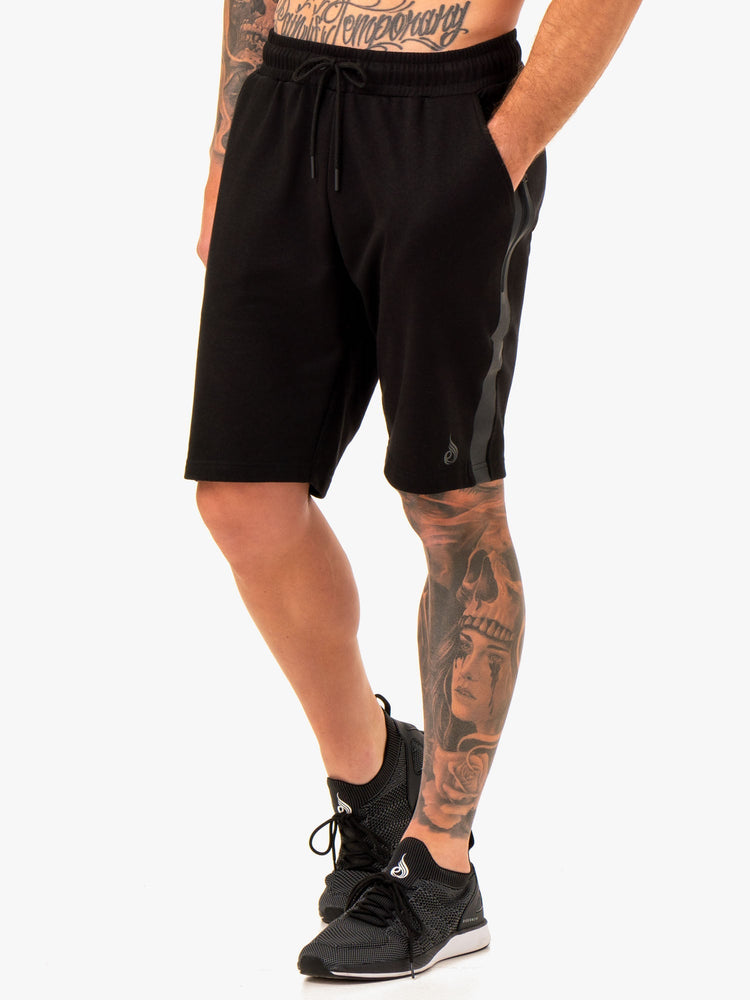 Bermudas Ryderwear Restore Fleece Pista Hombre Negros | WJVTL9320