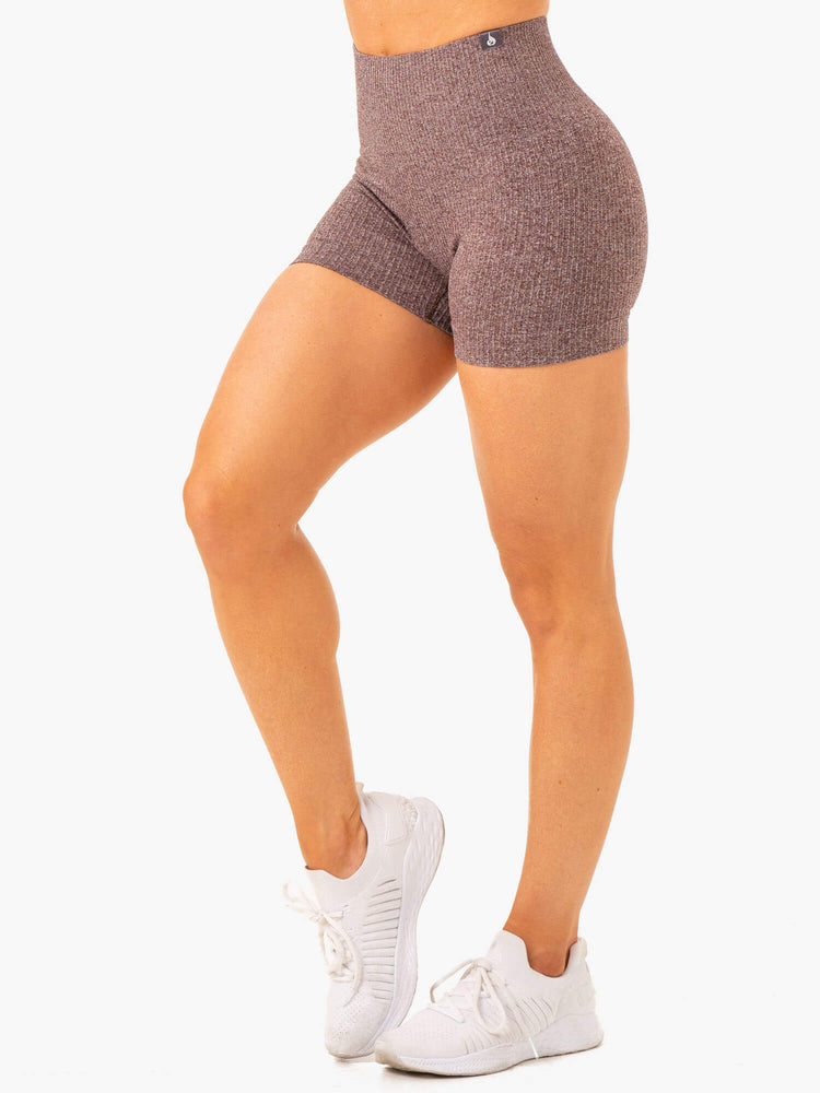 Bermudas Ryderwear Rib Seamless Mujer Chocolate | EWFRY3597