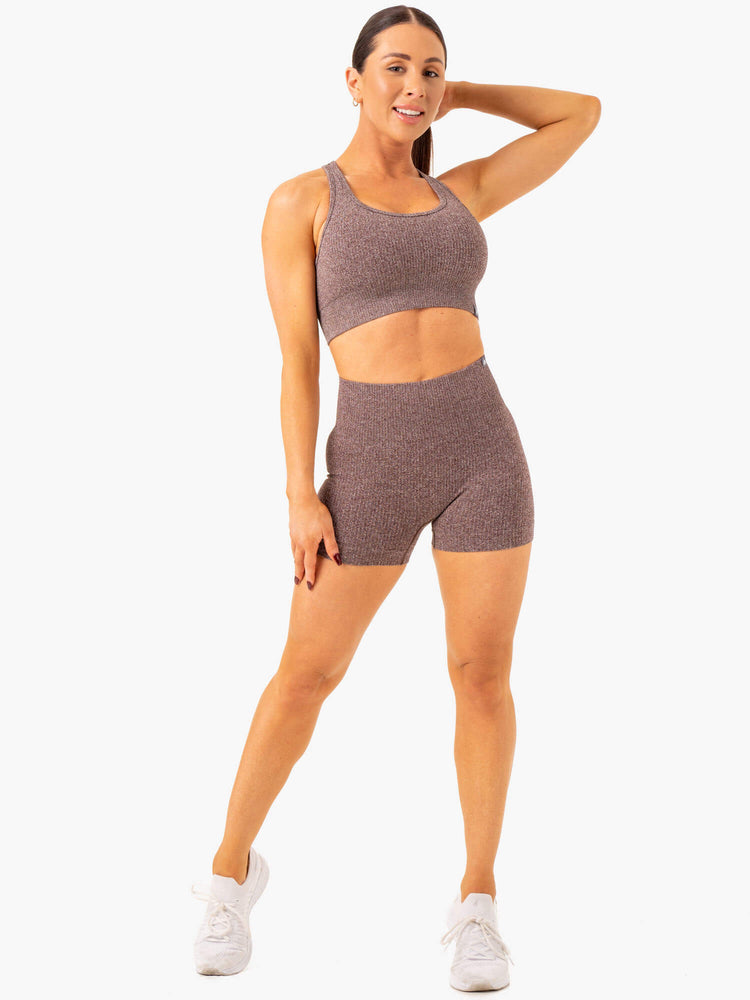Bermudas Ryderwear Rib Seamless Mujer Chocolate | EWFRY3597