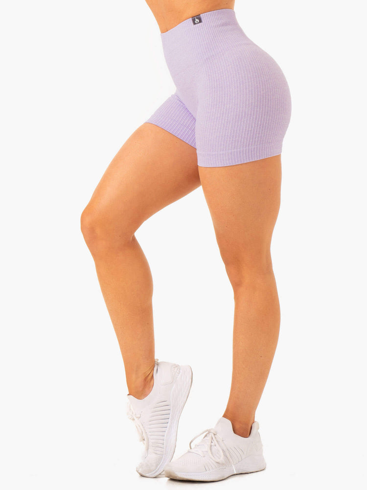 Bermudas Ryderwear Rib Seamless Mujer Lavanda | HPNQI7652