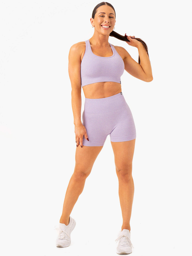Bermudas Ryderwear Rib Seamless Mujer Lavanda | HPNQI7652