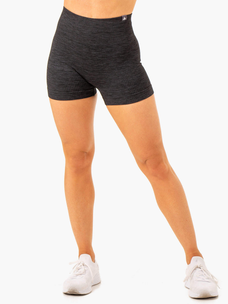 Bermudas Ryderwear Rib Seamless Mujer Negros | GYPJW4583