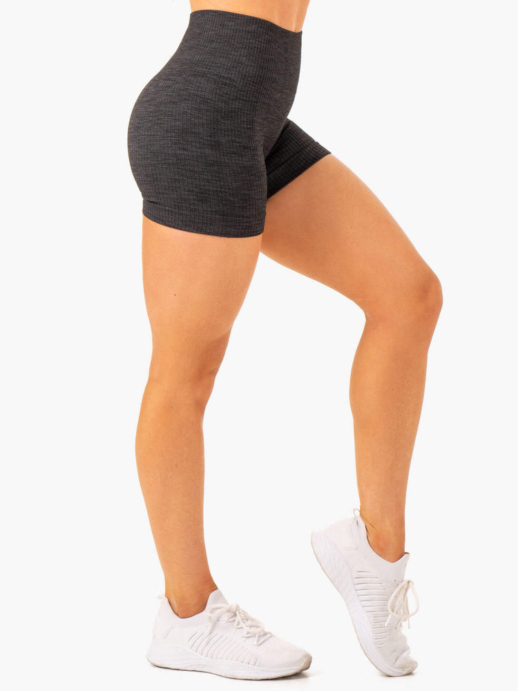 Bermudas Ryderwear Rib Seamless Mujer Negros | GYPJW4583