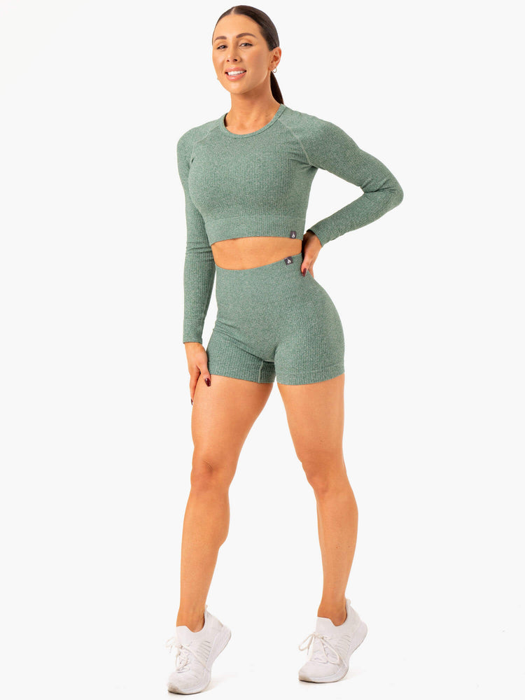 Bermudas Ryderwear Rib Seamless Mujer Verdes | RNSKZ5287