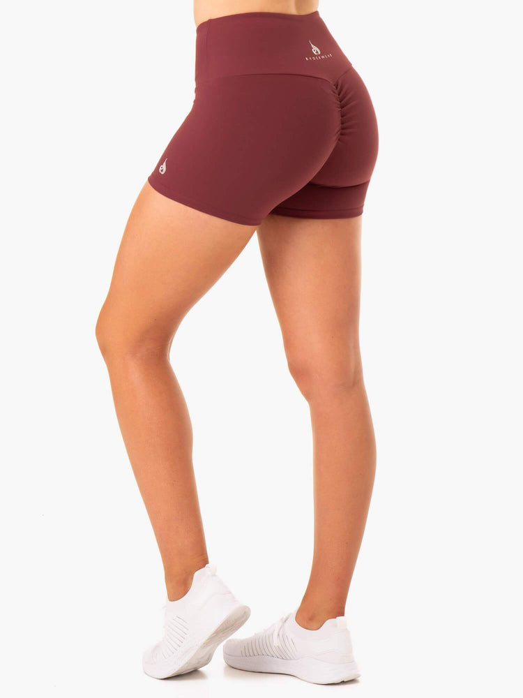 Bermudas Ryderwear Staples Scrunch Bum Booty Mujer Vino | OPYXR9807