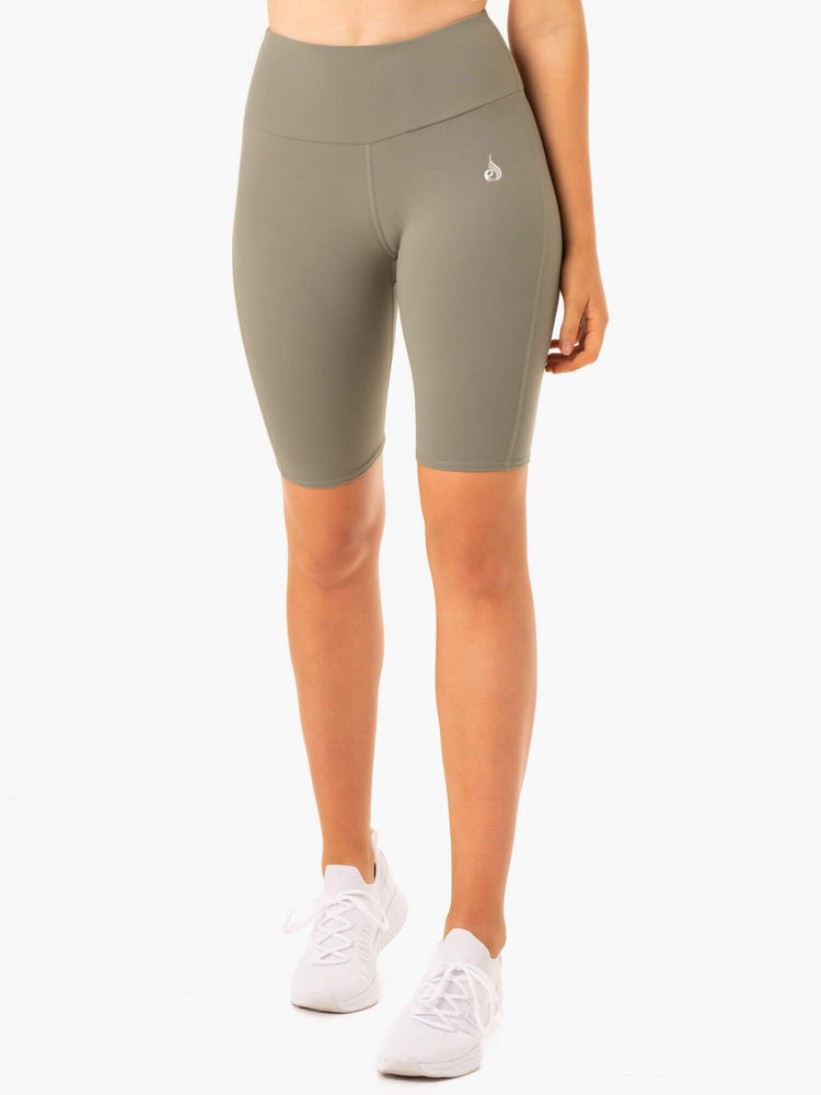 Bermudas Ryderwear Staples Scrunch Bum Bike Mujer Kaki | RFKGQ3945