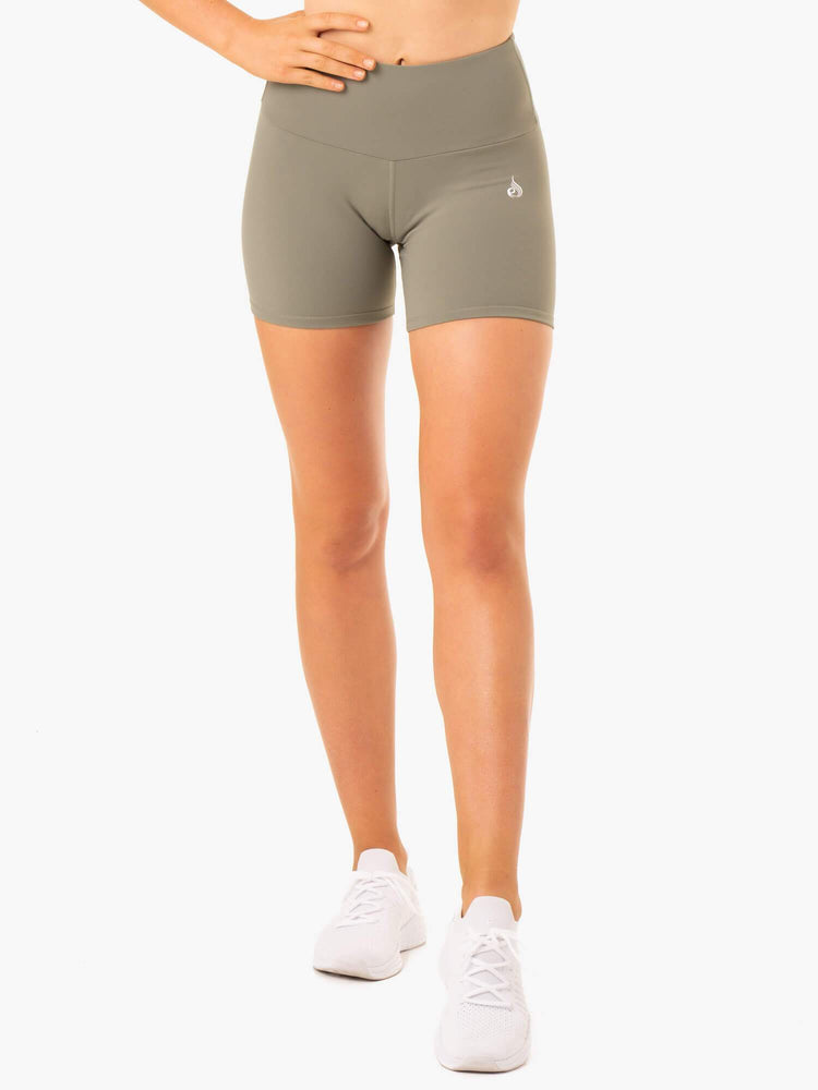Bermudas Ryderwear Staples Scrunch Bum Mid Length Mujer Kaki | QYDEZ5072