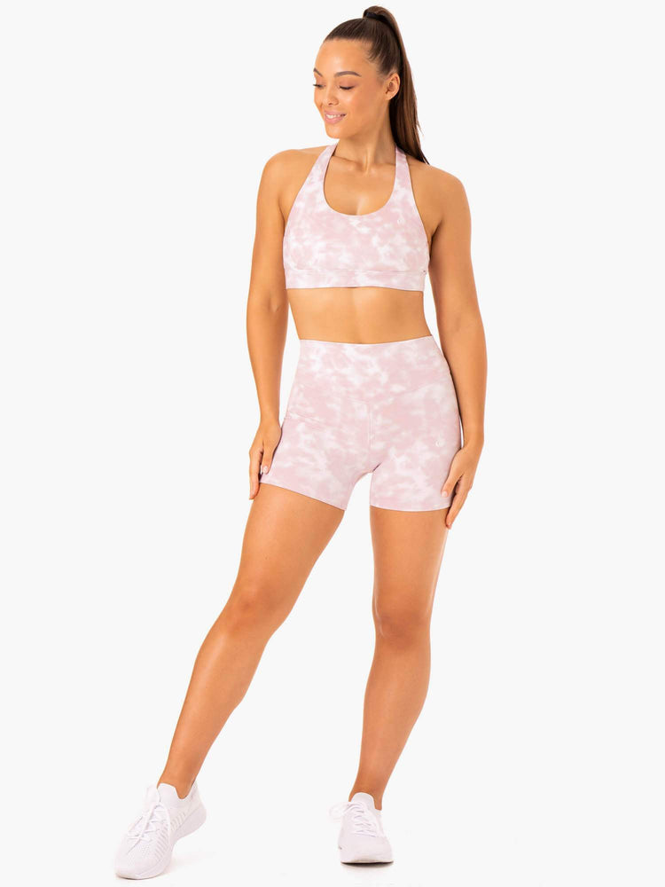 Bermudas Ryderwear Tie Dye Mid Length Mujer Rosas | EFBTN1078