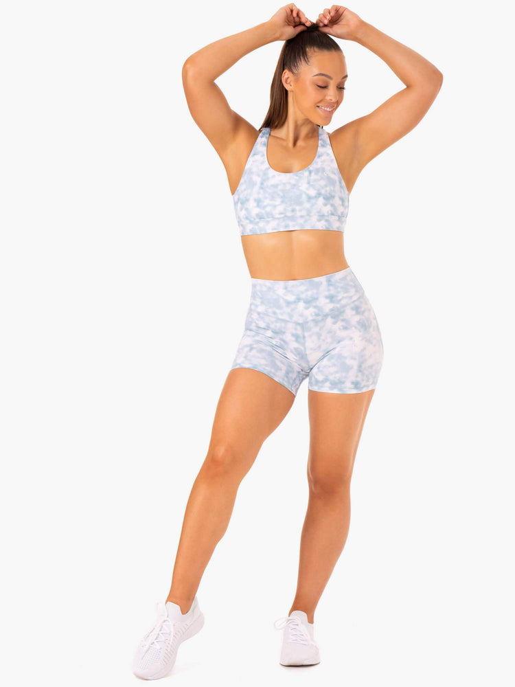 Bermudas Ryderwear Tie Dye Mid Length Mujer Azules | IYSRB9538