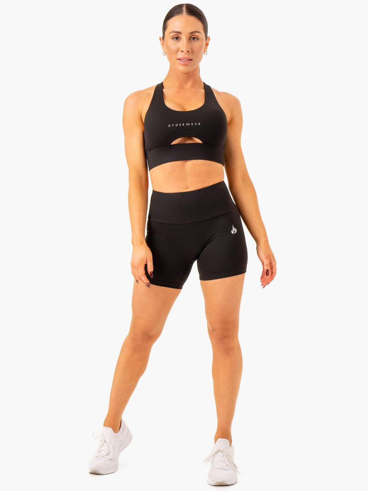 Bermudas Ryderwear Vital Mid Length Scrunch Mujer Negros | OBRLS8029
