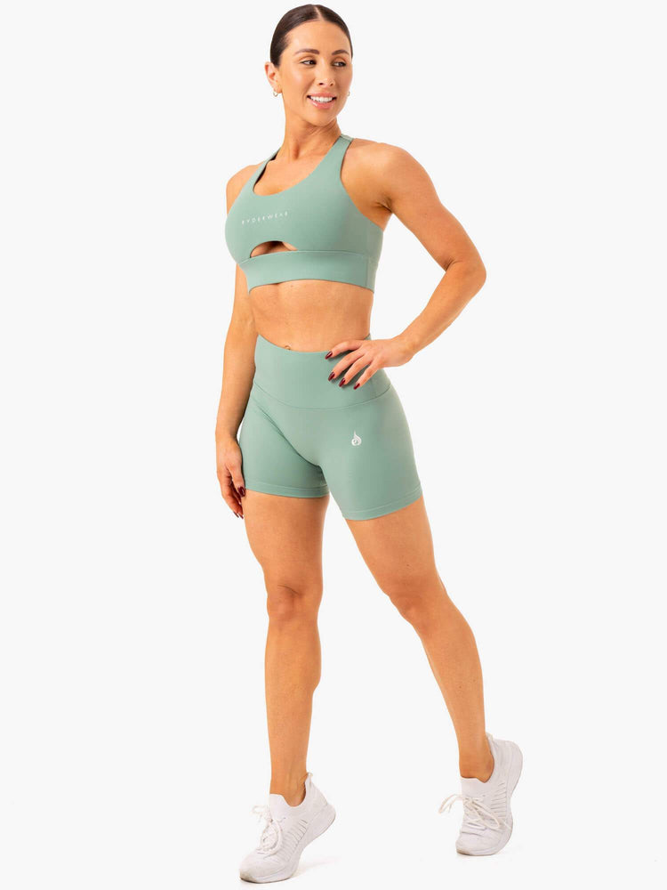 Bermudas Ryderwear Vital Mid Length Scrunch Mujer Verde Oliva | PLUAO4298