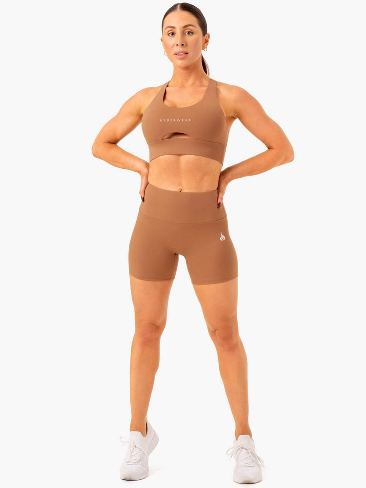 Bermudas Ryderwear Vital Mid Length Scrunch Mujer Beige | WJQZF1029