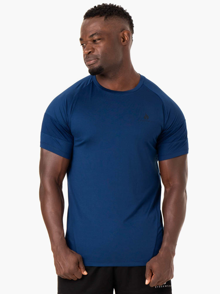 Camiseta Ryderwear Action Mesh Hombre Azules | RNELB0697