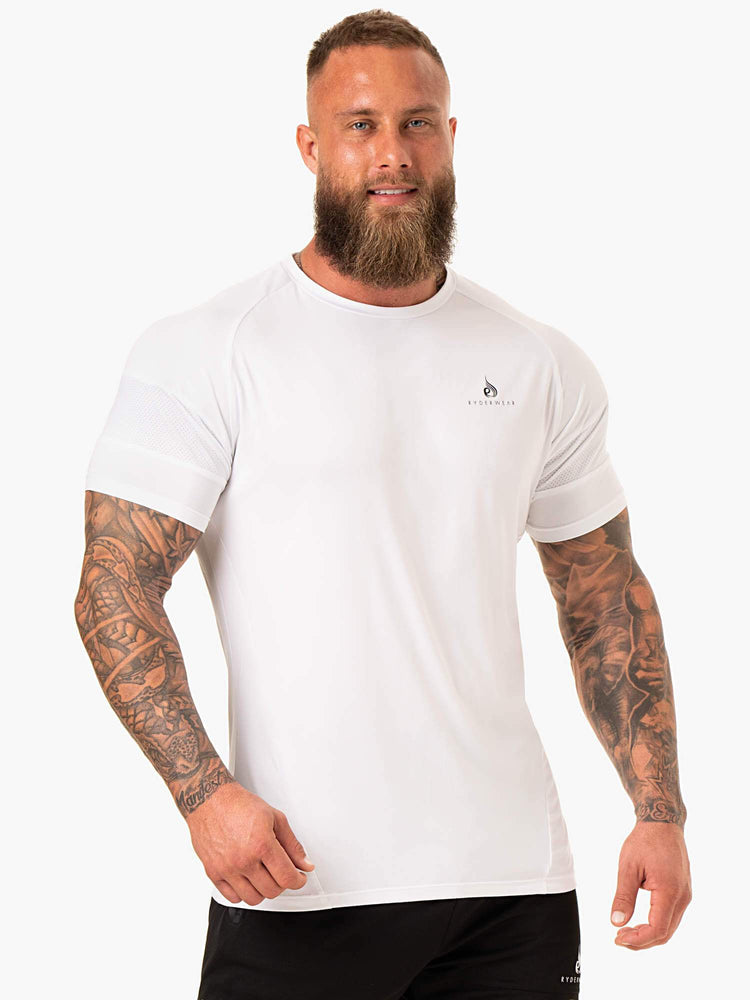 Camiseta Ryderwear Action Mesh Hombre Blancos | HNCPS9642