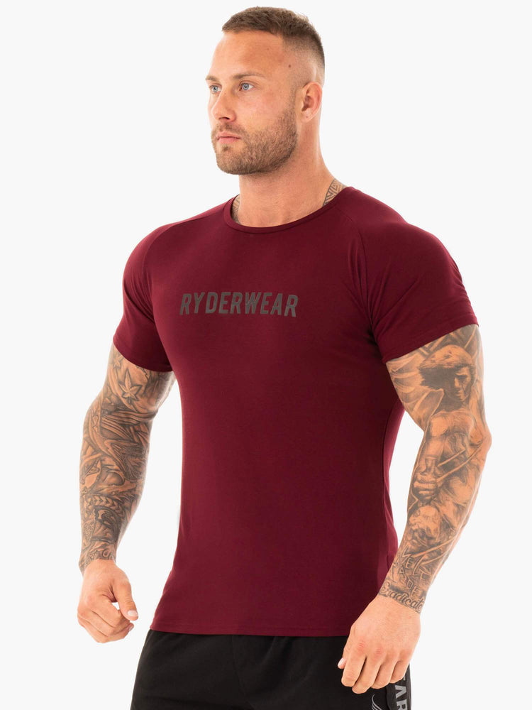 Camiseta Ryderwear Active Hombre Vino | RGQZX9763