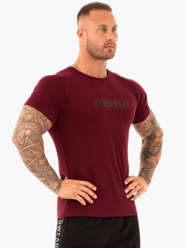 Camiseta Ryderwear Active Hombre Vino | RGQZX9763