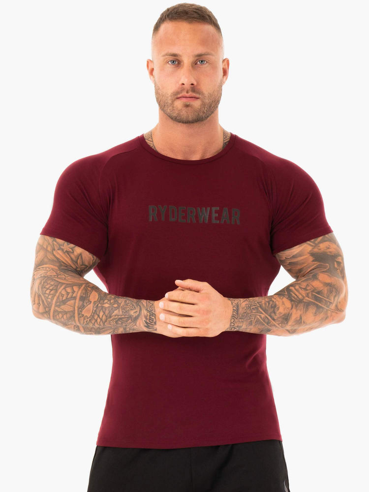 Camiseta Ryderwear Active Hombre Vino | RGQZX9763
