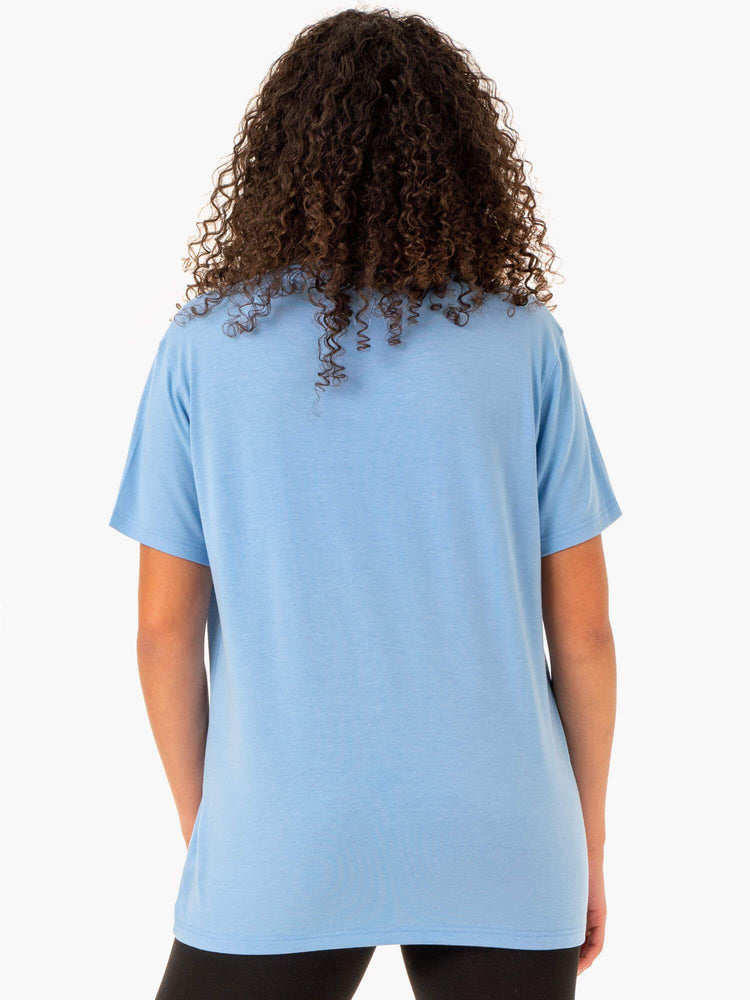 Camiseta Ryderwear Boyfriend Longline Mujer Azules | SWXOY6024