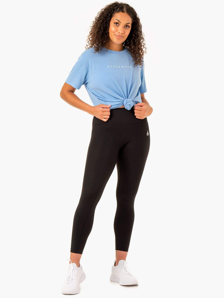 Camiseta Ryderwear Boyfriend Longline Mujer Azules | SWXOY6024