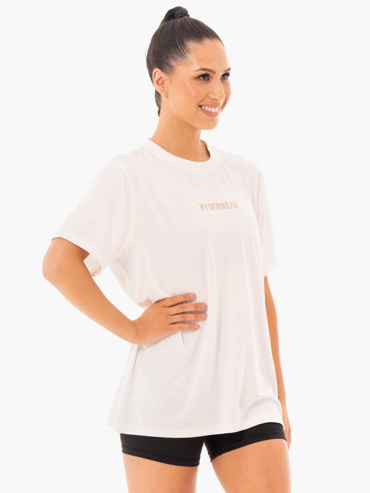 Camiseta Ryderwear Define Long Line Mujer Blancos | IJYPT5370