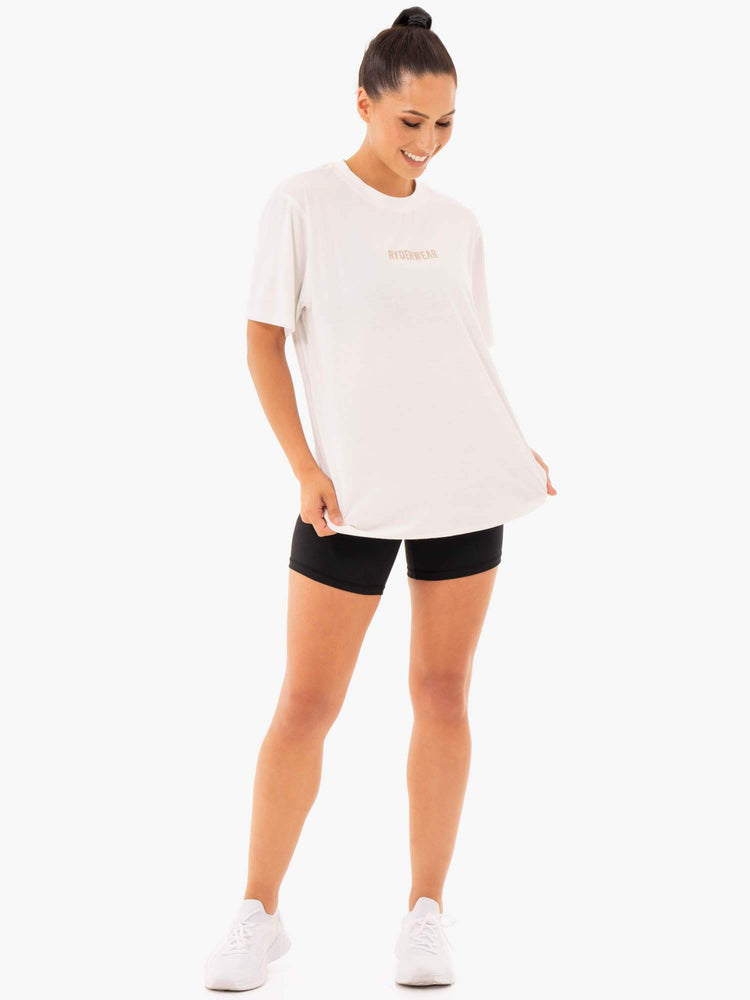 Camiseta Ryderwear Define Long Line Mujer Blancos | IJYPT5370