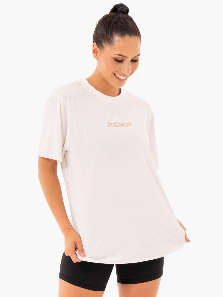 Camiseta Ryderwear Define Long Line Mujer Blancos | IJYPT5370