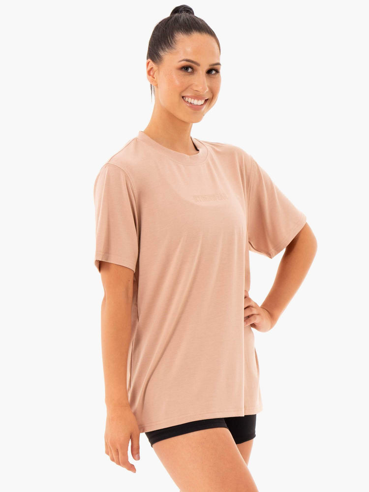 Camiseta Ryderwear Define Long Line Mujer Beige | IKOYE4605
