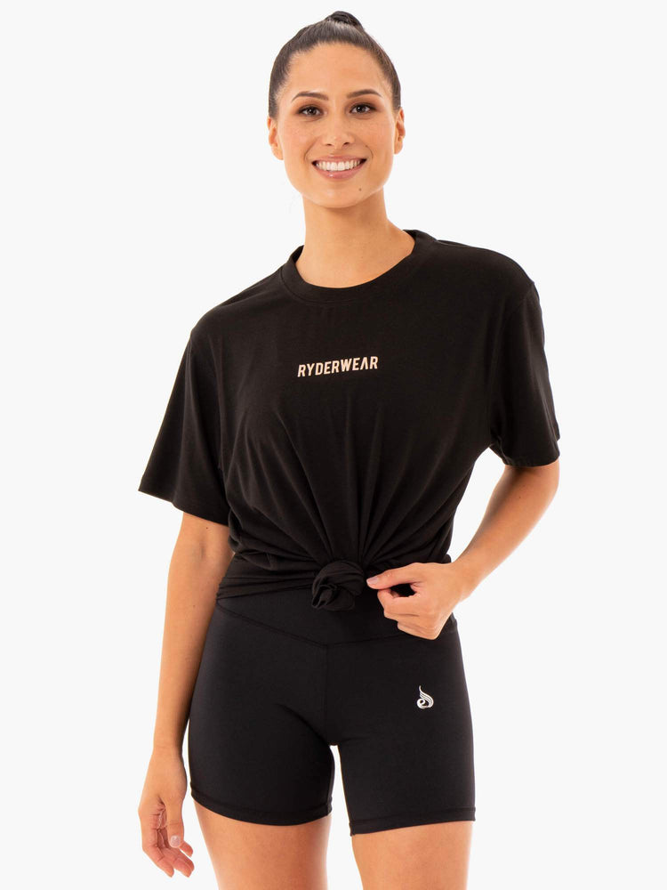 Camiseta Ryderwear Define Long Line Mujer Negros | JVKZF7382
