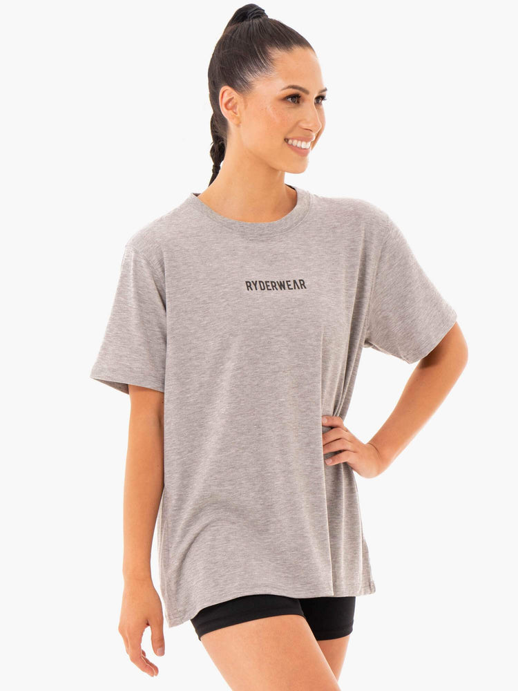 Camiseta Ryderwear Define Long Line Mujer Grises | LIFYM1827