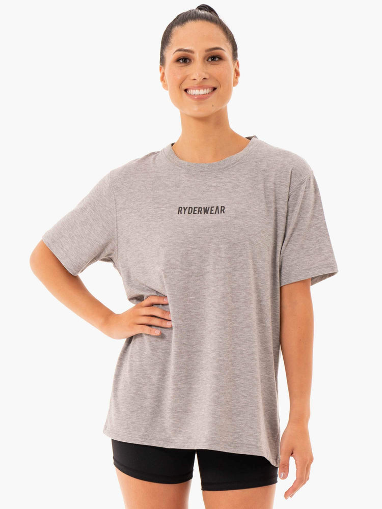 Camiseta Ryderwear Define Long Line Mujer Grises | LIFYM1827