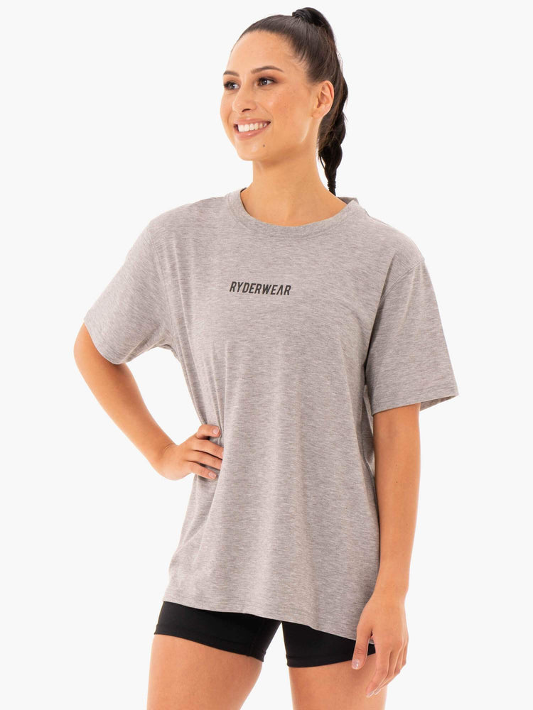 Camiseta Ryderwear Define Long Line Mujer Grises | LIFYM1827