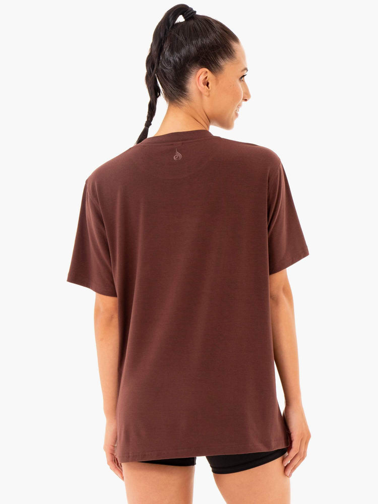 Camiseta Ryderwear Define Long Line Mujer Chocolate | YHIDX8512