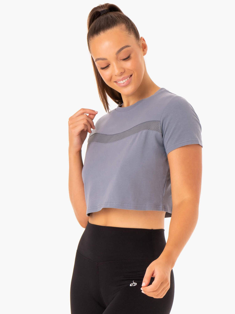 Camiseta Ryderwear Híbrido Mesh Mujer Azules | BRUEP8624