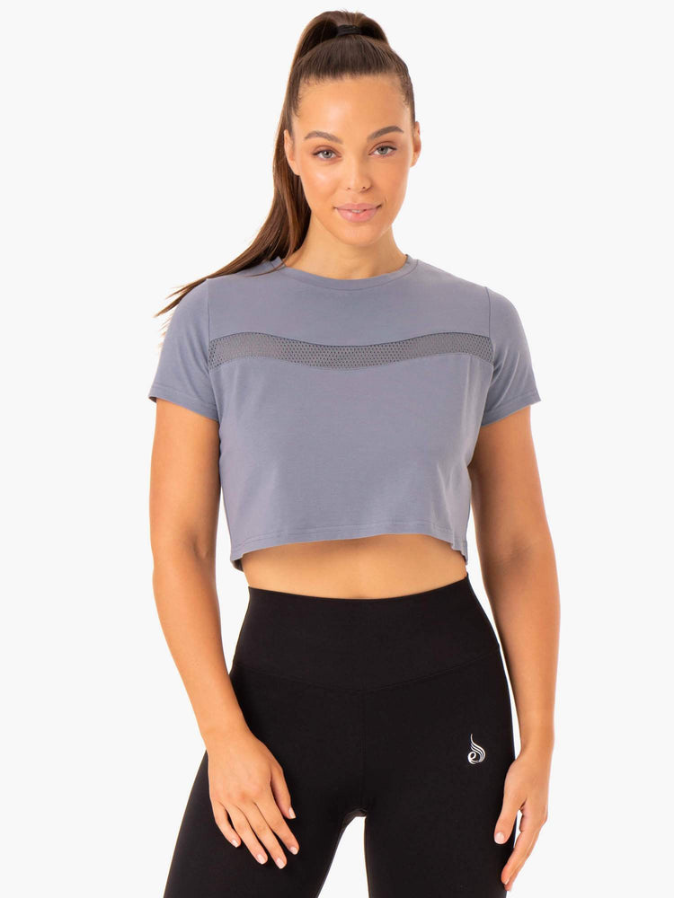 Camiseta Ryderwear Híbrido Mesh Mujer Azules | BRUEP8624